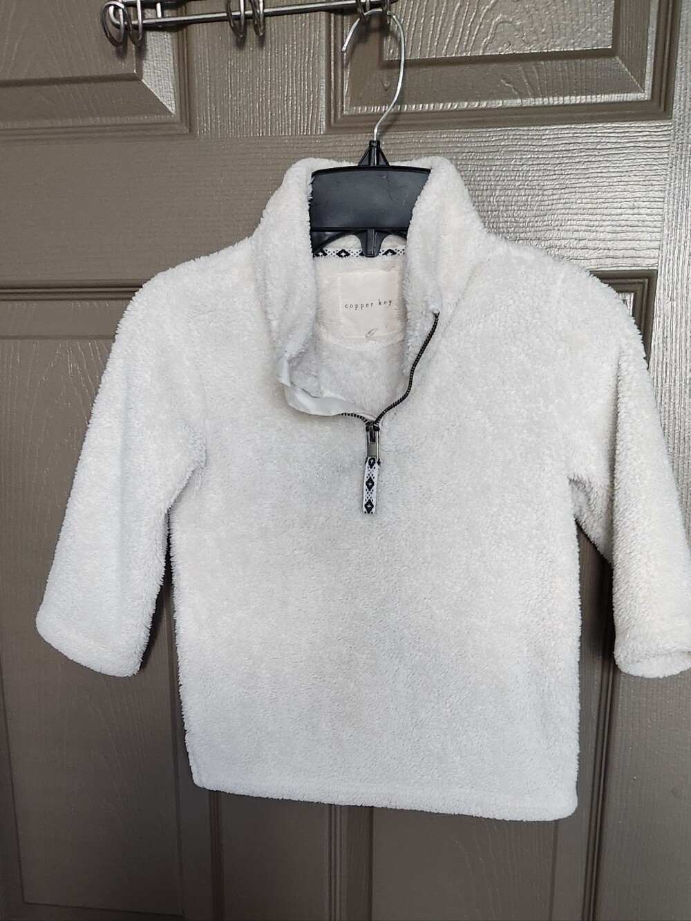 Cooper Key Cozy Toddler Cream Sherpa Half-Zip Sweater